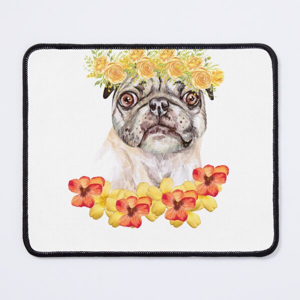 Item preview, Floral Pugs. Pugs and Flowers. Pugs and yellow flowers, Pug Mamma designed and sold by Doggymadness.