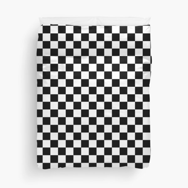 Checkered Flag. Chequered Flag. Motor Sport. Checkerboard. Pattern. WIN. WINNER. Racing Cars. Race. Finish line. BLACK. Duvet Cover