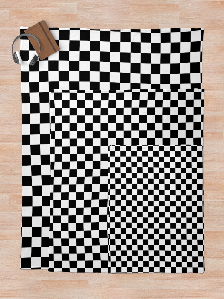 Alternate view of Checkered Flag. Chequered Flag. Motor Sport. Checkerboard. Pattern. WIN. WINNER. Racing Cars. Race. Finish line. BLACK. Throw Blanket
