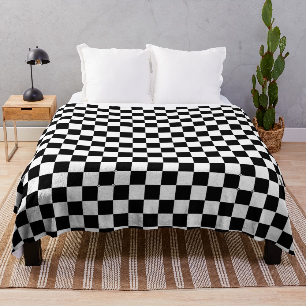 Checkered Flag. Chequered Flag. Motor Sport. Checkerboard. Pattern. WIN. WINNER.  Racing Cars. Race. Finish line. BLACK. Throw Blanket