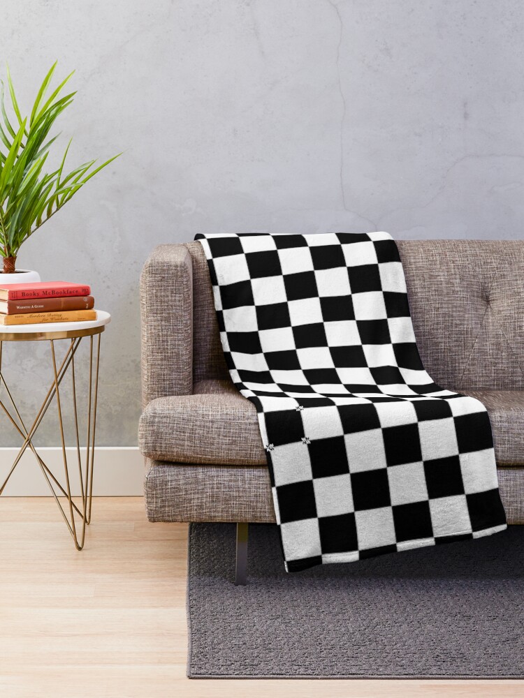 Alternate view of Checkered Flag. Chequered Flag. Motor Sport. Checkerboard. Pattern. WIN. WINNER.  Racing Cars. Race. Finish line. BLACK. Throw Blanket