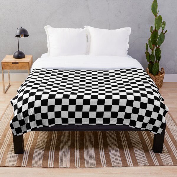Checkered Flag, Chequered Flag, Motor Sport, Checkerboard, Pattern, WIN, WINNER, Racing Cars, Race, Finish line, BLACK. Throw Blanket