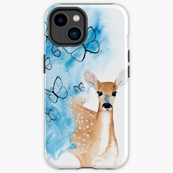 Butterfly Deer Watercolour Painting iPhone Tough Case