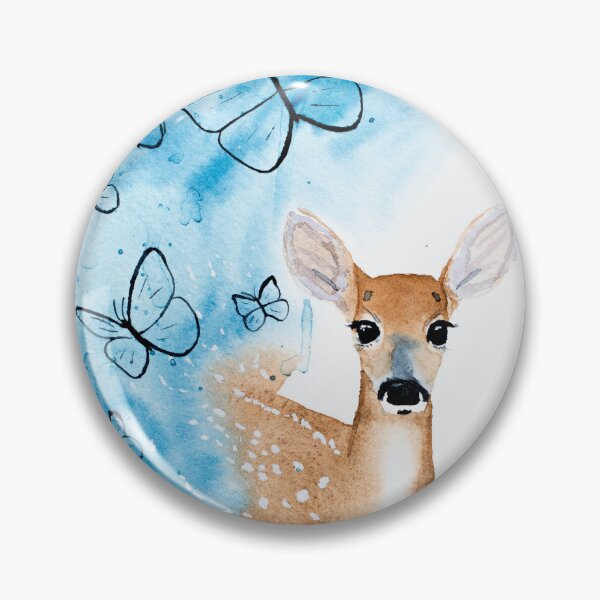 Item preview, Butterfly Deer Watercolour Painting designed and sold by Nicky Rollings.