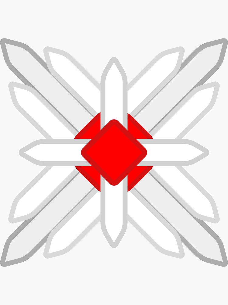 "White Red Flower X Cross Star Crystal Shape Digital Art Illustration