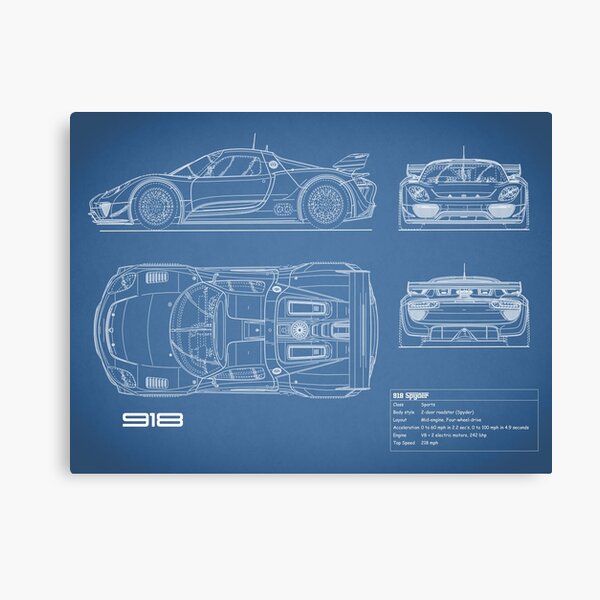 The 918 Spyder Blueprint Canvas Print