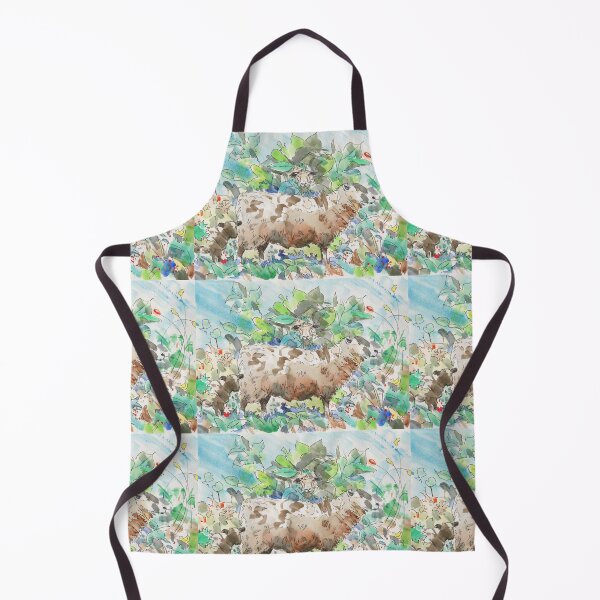 Item preview, Surreal sheep in the garden ambush watercolor painting designed and sold by MikeJory.