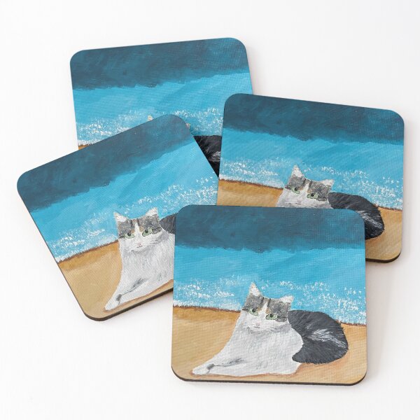 Item preview, Tabby cat on the beach designed and sold by catladyjoy.