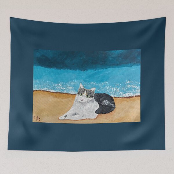 Item preview, Tabby cat on the beach designed and sold by catladyjoy.