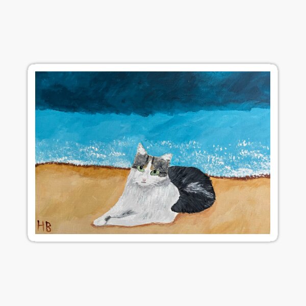 Tabby cat on the beach Sticker