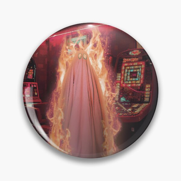 Item preview, Burning Ghost in Retro Game Room - Surreal Collage Art designed and sold by MyTrippyPlanet.