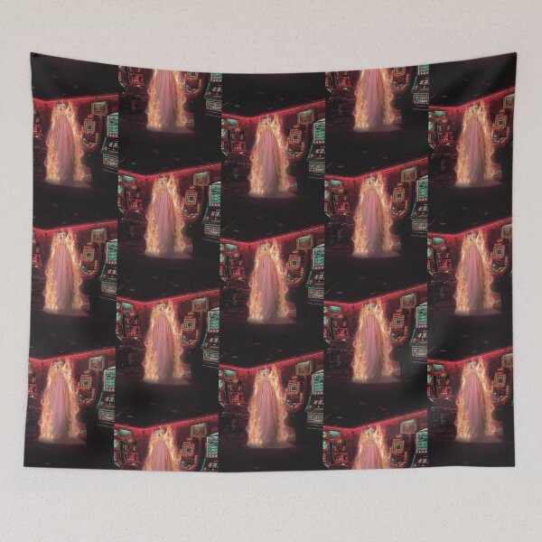 Item preview, Burning Ghost in Retro Game Room - Surreal Collage Art designed and sold by MyTrippyPlanet.