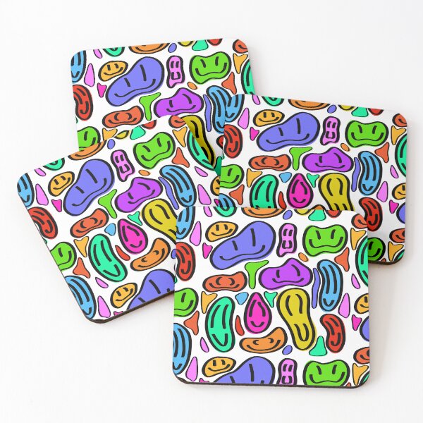 Item preview, dripping, meliting smiley faces bright rainbow designed and sold by Simplequeen.