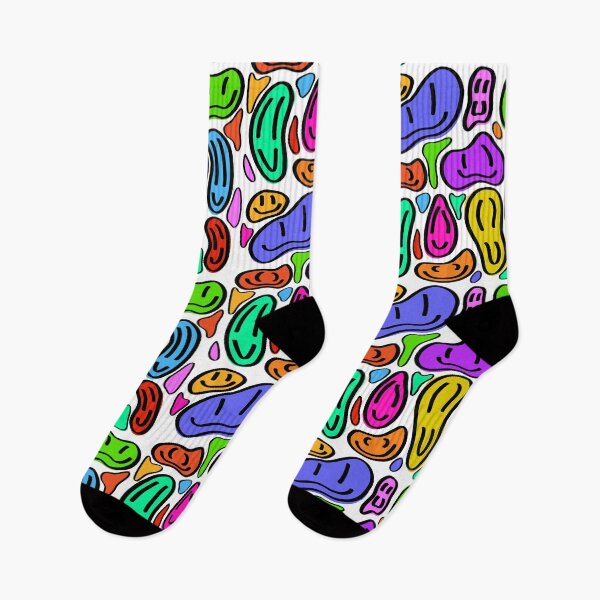 Item preview, dripping, meliting smiley faces bright rainbow designed and sold by Simplequeen.