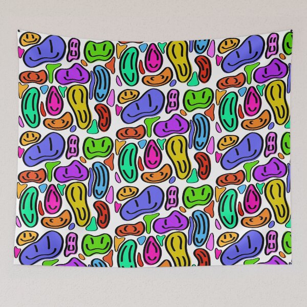 Item preview, dripping, meliting smiley faces bright rainbow designed and sold by Simplequeen.