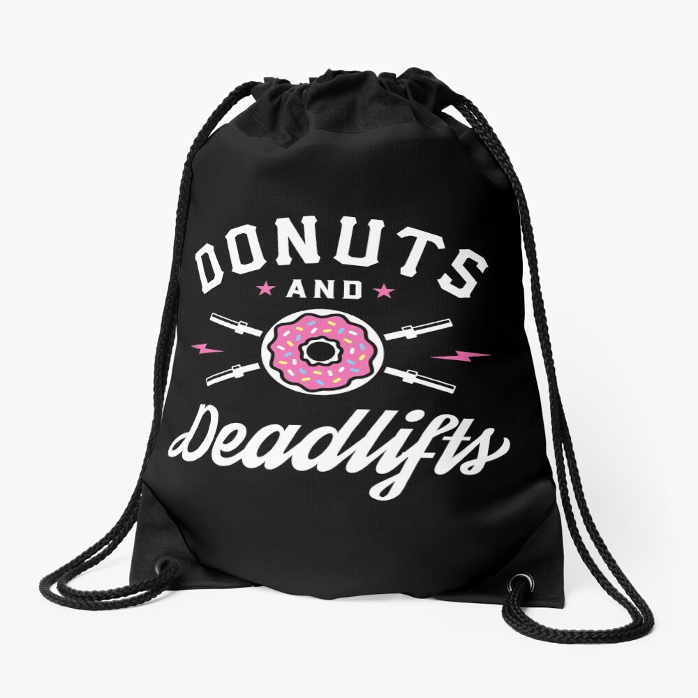 Donuts And Deadlifts Drawstring Bag