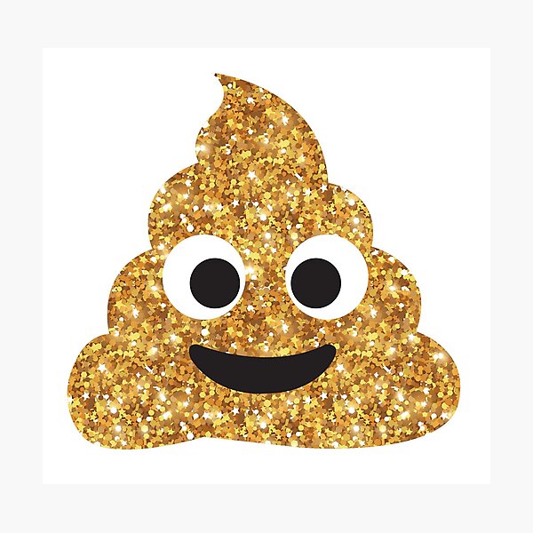 "Funny Hilarious Glitter Gold Poop Emoji Texting Vibes " Photographic