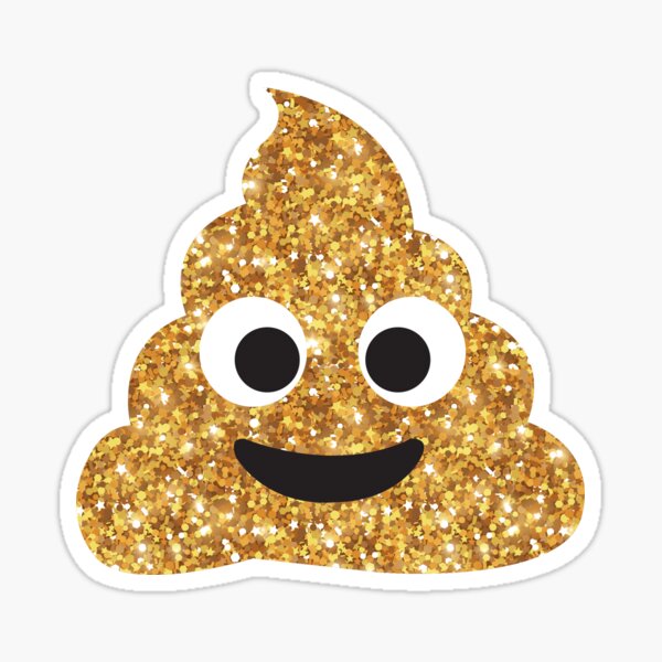 Funny Hilarious Glitter Gold Poop Emoji Texting Vibes  Sticker