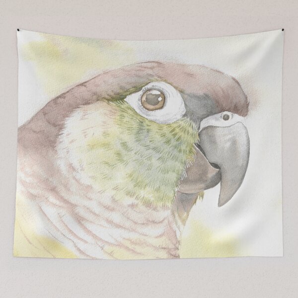 Item preview, Green-cheeked parakeet watercolor portrait bird parrot designed and sold by L'Atelier Oranjade.