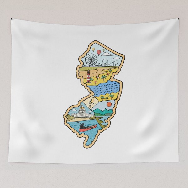 Item preview, Retro New Jersey Map - Atlantic City Cape May Ocean City Souvenir designed and sold by merchzy.