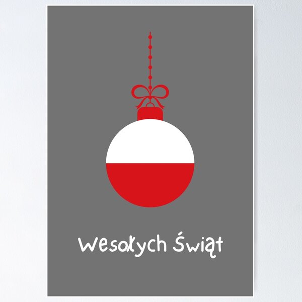 Artikelvorschau, Wesołych Świąt (Frohe Weihnachten auf Polnisch) Polnische Flagge Weihnachtsdekoration kartka świąteczna Polnische Weihnachten entworfen und verkauft von Pommallina.