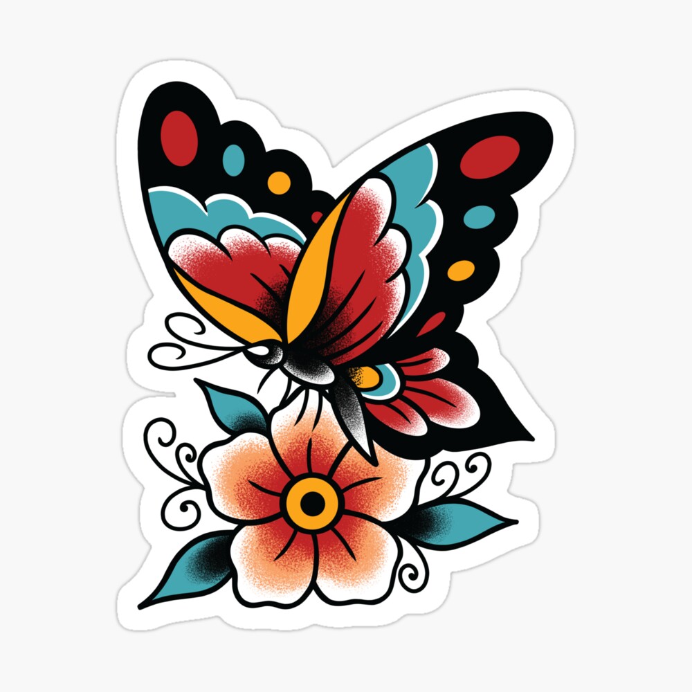 Butterfly American Traditional Temporary Tattoo by Toddler Tattoos
