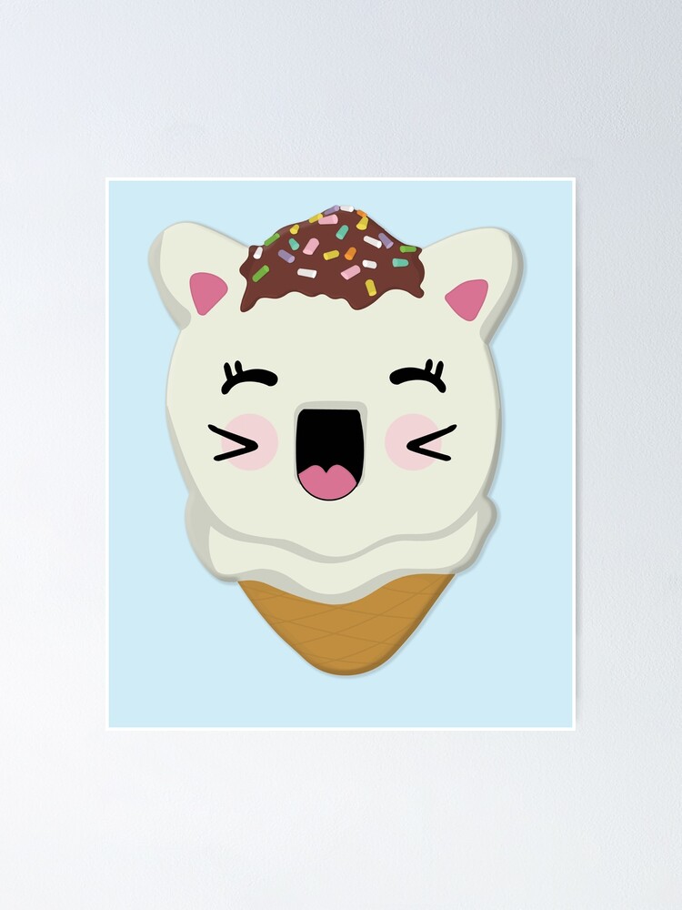 Moriah Elizabeth S Cat Ice Cream Cone Squishy Poster For Sale By Spamcreates Redbubble