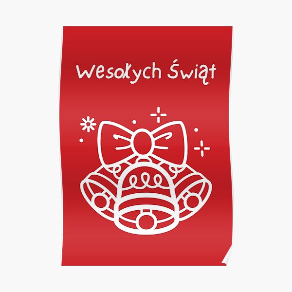 "Wesołych Świąt, happy Christmas in Polish, Christmas bells, kartka