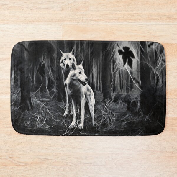 Item preview, White Wolves In The Woods At Night An Autumnal Woodland Scene designed and sold by McThingummy.