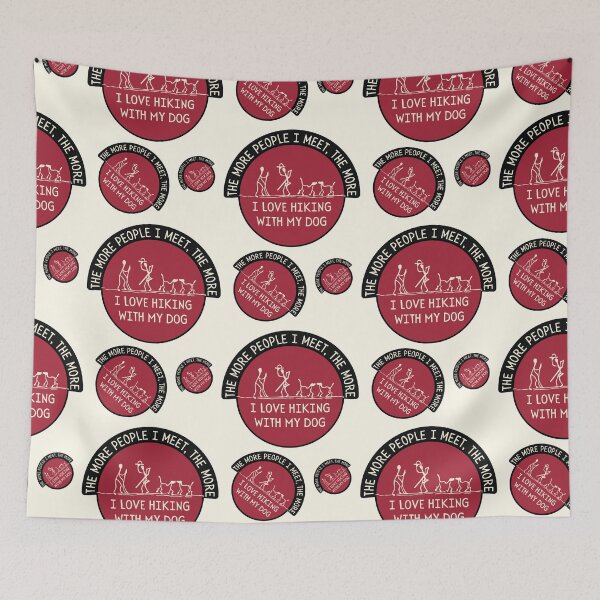 Item preview, Love hiking with my dog sarcastic quote in badge design designed and sold by WordStruggle.
