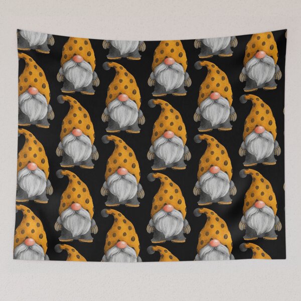 Item preview, Cute Gnome in Orange Dots and Stripes designed and sold by Trinket-Trickster.