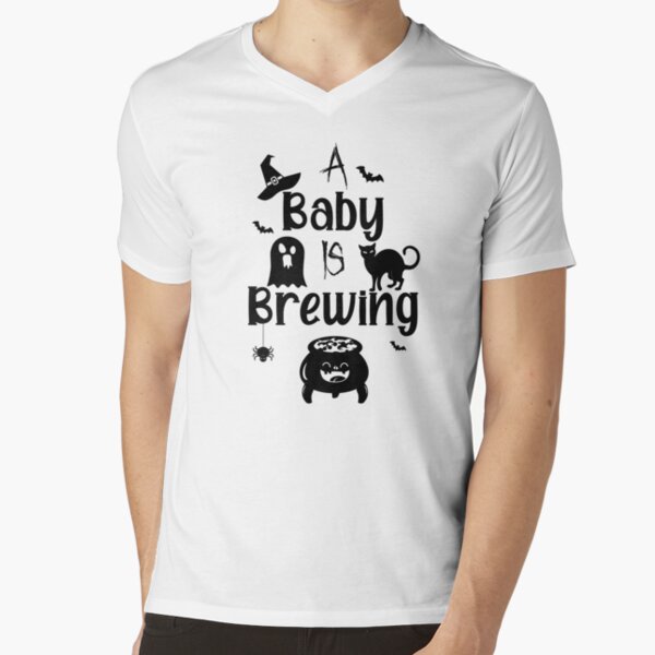 A Baby Is Brewing Maternity Halloween Women Funny Pregnancy Announcement  V-Neck T-Shirt for Sale by AAEDesigns