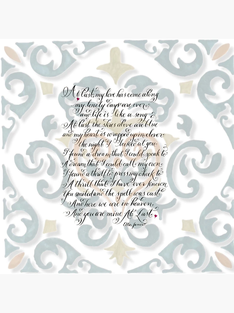 At Last Etta James lyrics handwritten quote