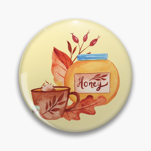 Item preview, Watercolor hygge honey and tea fall illustration designed and sold by pinkyfish1010.