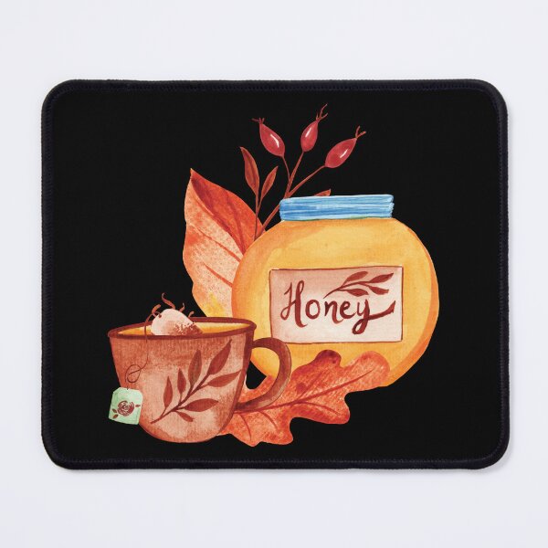 Item preview, Watercolor hygge honey and tea fall illustration designed and sold by pinkyfish1010.