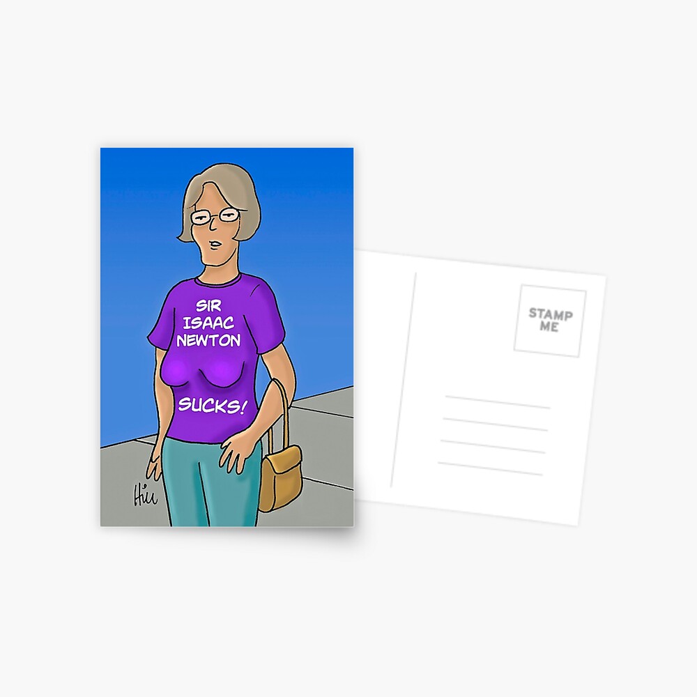 Woman With Sagging Breasts Isaac Newton Sucks! Greeting Card for Sale by  LaughingHippo