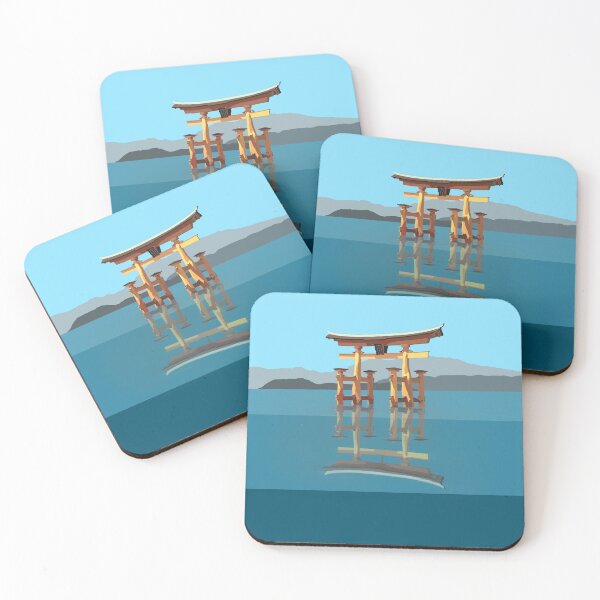 Item preview, Miyajima island torii gate travel poster (with text) designed and sold by knileuh.