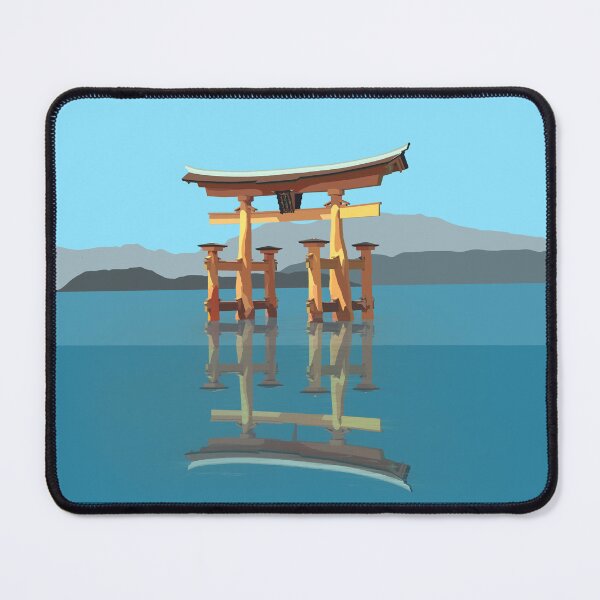 Item preview, Miyajima island torii gate travel poster (with text) designed and sold by knileuh.
