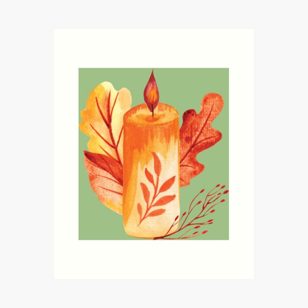 Item preview, By the candle light / fall hygge lifestyle watercolor drawing designed and sold by pinkyfish1010.