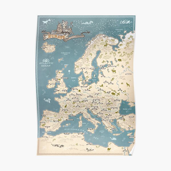 "Europe map hand drawn illustrations" Poster for Sale by qpiii Redbubble