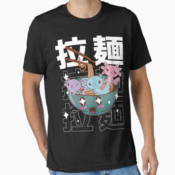 Vista previa del artículo con la obra «Axolotl kawaii dentro de un tazón de ramen Anime estético», diseñado y vendido por MrEddie10.
