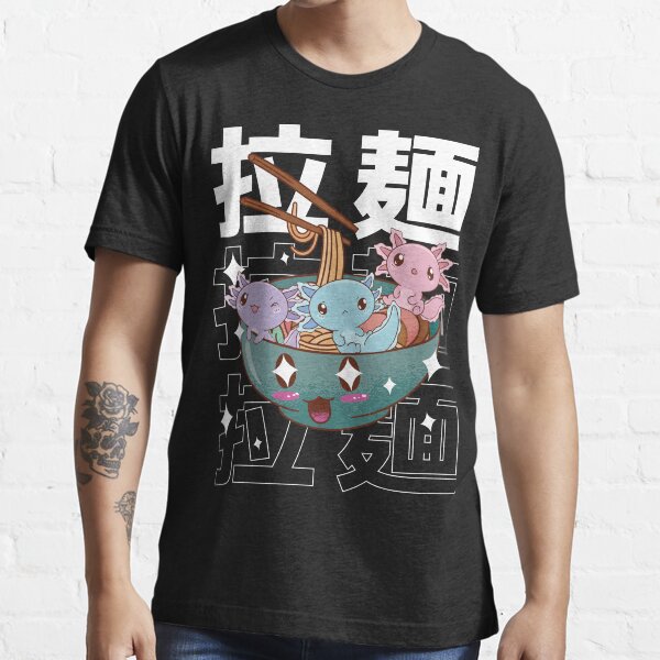 Vista previa del artículo con la obra «Axolotl kawaii dentro de un tazón de ramen Anime estético», diseñado y vendido por MrEddie10.