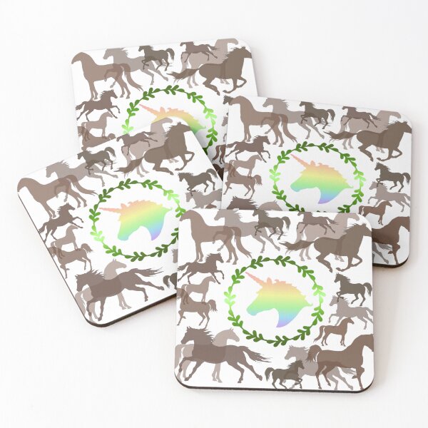 Item preview, Ombre rainbow unicorn in a field of brown horses designed and sold by KCAbdelnour.