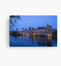 Hague Netherlands Night Skyline Canvas Print