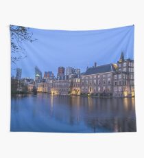 Hague Netherlands Night Skyline Wall Tapestry