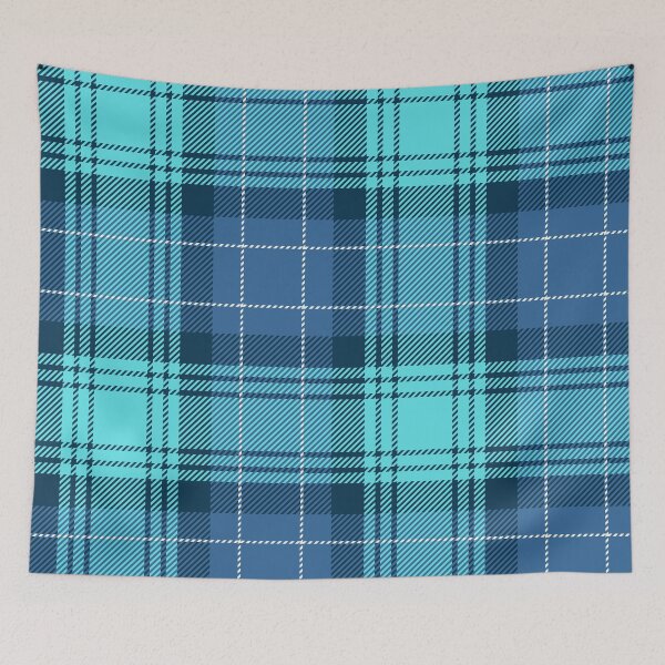Item preview, Indigo Turquoise and Sky Blue Checkered Tartan Plaid designed and sold by PatternMama.
