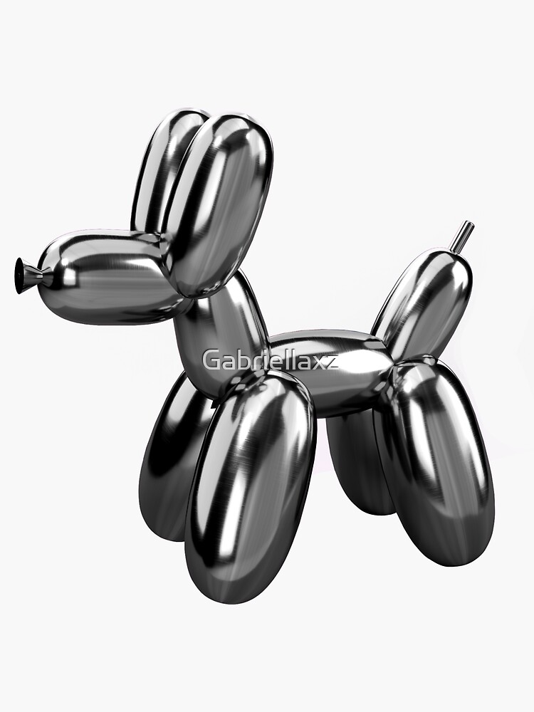 Metallic ballon dog black and white  Sticker for Sale by Gabriellaxz