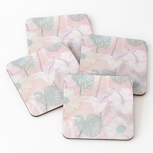 Item preview, pastel pink watercolor flower leaf pattern designed and sold by Beeroclock.
