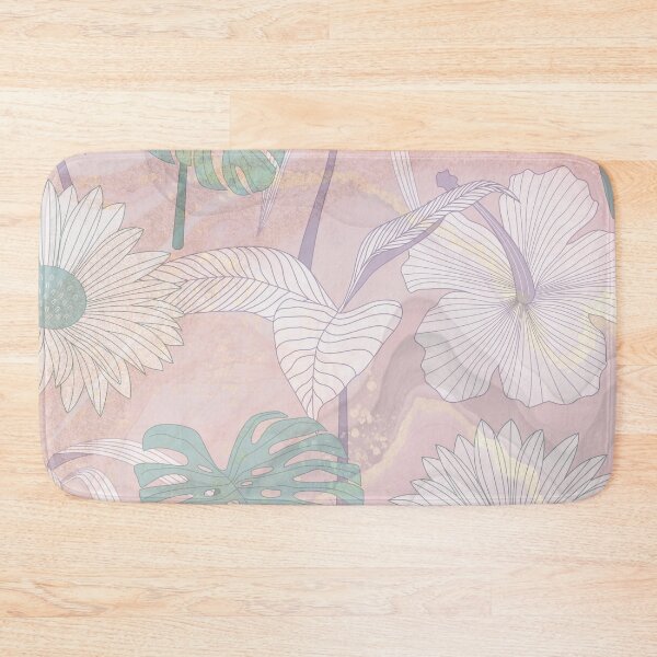 Item preview, pastel pink watercolor flower leaf pattern designed and sold by Beeroclock.