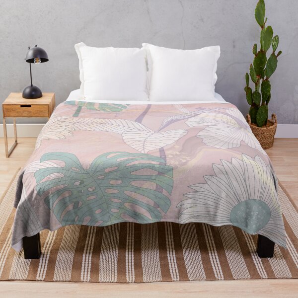 Item preview, pastel pink watercolor flower leaf pattern designed and sold by Beeroclock.